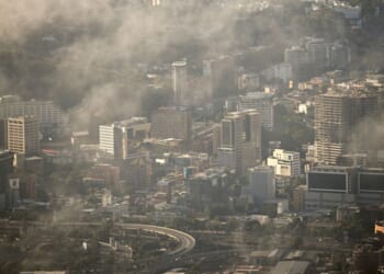General view of Caracas at dawn on January 1, 2026.