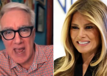 Liberal commentator Keith Olbermann, left, published a social media post Wednesday in which he mocked first lady Melania Trump’s accent to score some cheap points with his followers.
