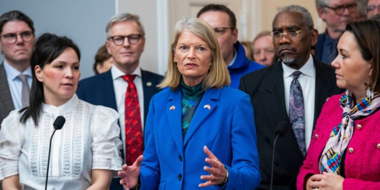 Sen. Lisa Murkowski speaks at a news conference at Christiansborg Palace on Jan. 16, 2026, in Copenhagen, Denmark.