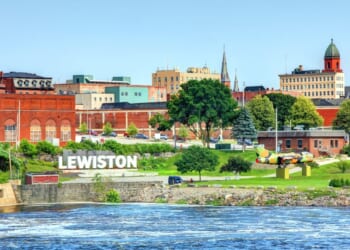 A view of Lewiston, Maine, the second most populous city in Maine.