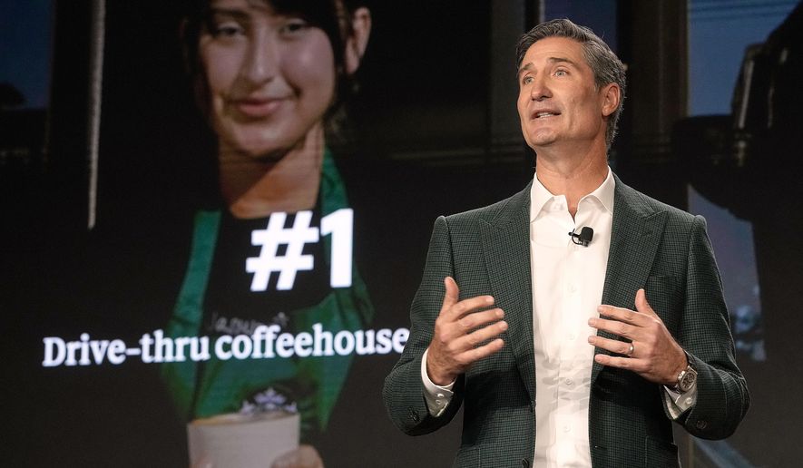 Starbucks Chairman and CEO Brian Niccol speaks during the Starbucks Investor Day event, in New York, Thursday, Jan. 29, 2026. (AP Photo/Richard Drew)