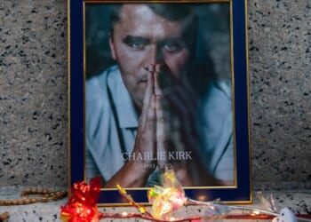 A vigil for Charlie Kirk in Boston, Massachusetts, on Sept. 18, 2025.