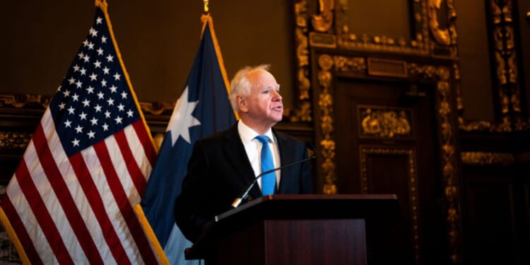 Minnesota Gov. Tim Walz speaks during a press conference at the State Capitol building on Jan. 5, 2026, in St. Paul, Minnesota.