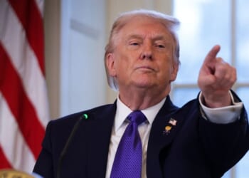 President Donald Trump takes questions from members of the media during a meeting with oil and gas executives in the East Room of the White House on Jan. 9, 2026, in Washington, D.C.