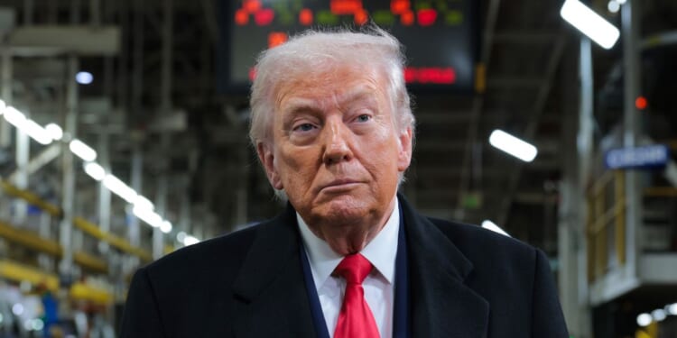 President Donald Trump tours the Ford River Rouge Complex on Jan. 13, 2026, in Dearborn, Michigan.