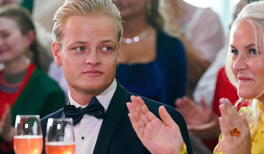 Norway's Marius Borg Hoiby and Crown Princess Mette-Marit in Oslo, June 16, 2022. (Lise Aserud/NTB Scanpix via AP, File)