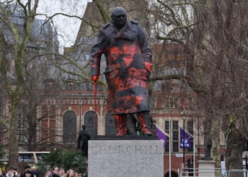 Arrest in vandalism of Winston Churchill statue in London after pro-Palestinian graffiti