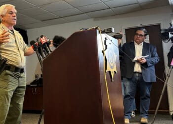 Pima County Sheriff Chris Nanos speaks at a news conference Tuesday in Tucson, Arizona, regarding the disappearance of Nancy Guthrie, the mother of “Today” show host Savannah Guthrie.