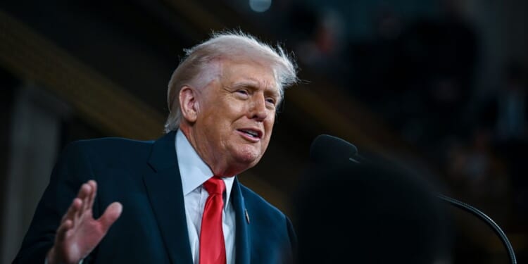 President Donald Trump delivers the State of the Union address during a joint session of Congress in the House Chamber at the Capitol on Feb. 24, 2026, in Washington, D.C.