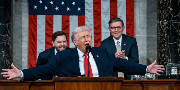 President Donald Trump delivers his State of the Union address in the House Chamber at the Capitol on Feb. 24, 2026.