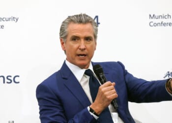 California Gov. Gavin Newsom takes part in a panel discussion during the 62nd Munich Security Conference on Feb. 13, 2026, in Munich, Germany.