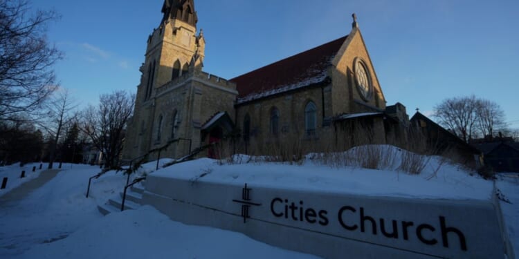 Cities Church as seen in St. Paul, Minnesota, on Jan. 19, 2026 where anti-ICE agitators stormed in and disrupted a service.