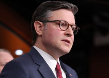 House Speaker Mike Johnson said Republicans are a hard “no” on ICE agents removing face masks.