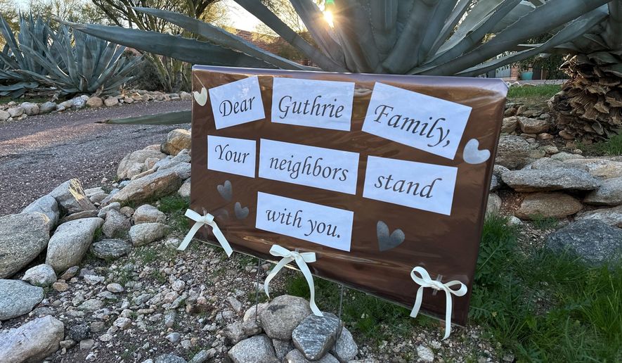 /// Neighbors of Nancy Guthrie, the daughter of "Today" host Savannah Guthrie, show support for the family in metro Tucson, Ariz., on Tuesday, Feb. 3, 2026, as the search continues to find Nancy who was reported missing. (AP Photo/Sejal Govindarao)