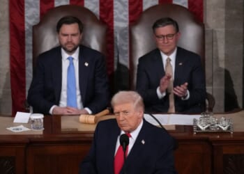 President Donald Trump delivers his State of the Union address during a joint session of Congress at the U.S. Capitol on Feb. 24, 2026, in Washington, D.C.