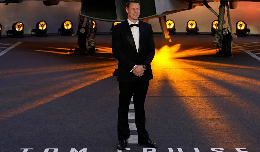 FILE - Producer David Ellison poses during the 'Top Gun Maverick' UK premiere at a central London cinema, on May 19, 2022. (AP Photo/Alberto Pezzali, File)