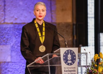 Prominent Belarus opposition figure picks up prize she was awarded while in prison