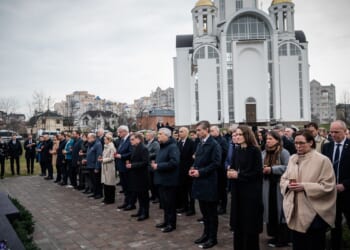 European ministers in Ukraine for Bucha atrocities anniversary as drones hammer Russian oil ports