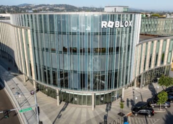 The Roblox Corporation building located in San Mateo, California, as seen on Sept. 27, 2025.