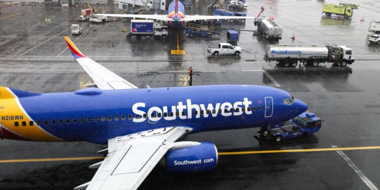 A Boeing 737 Southwest Airlines passenger aircraft is seen before takeoff on the tarmac of LaGuardia Airport in New York on Feb. 22, 2026.