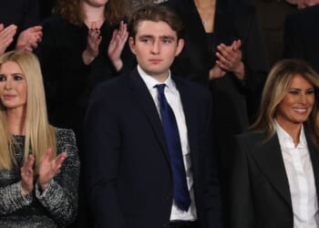 Barron Trump, center, is seen with his half-sister, Ivanka Trump, left, and his mother, first lady Melania Trump, right, at the State of the Union address Feb. 24 in Washington, D.C.