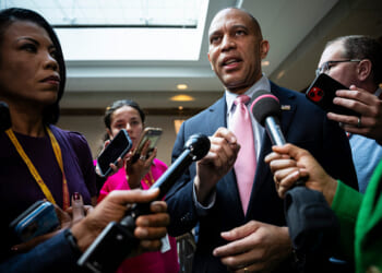House Minority Leader Hakeem Jeffries (D-NY) speaks to the press on November 12, 2025.