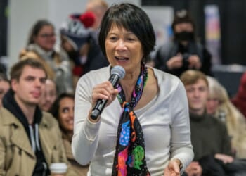 Mayor of Toronto Olivia Chow speaks at Toronto Catstravaganza at Exhibition Place on March 1, 2025.