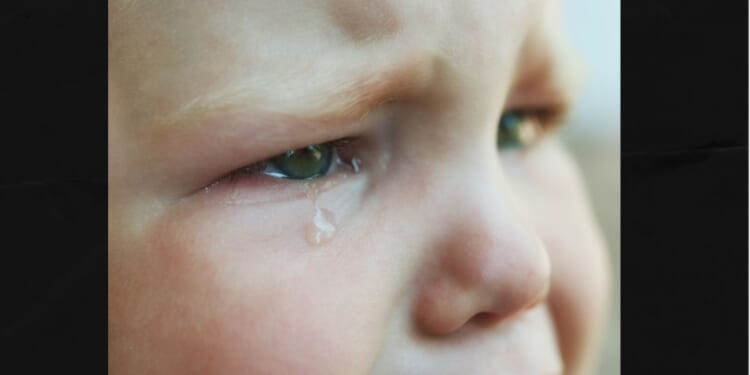 A stock image shows a close-up of a baby crying. A Virginia couple was horrified when they checked surveillance video after their babysitter made an offhand remark.