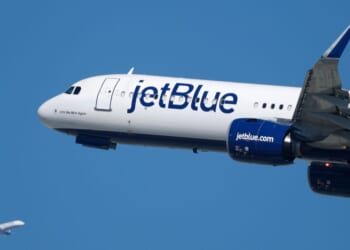 A JetBlue Airways Airbus A321 departs from Los Angeles International Airport en route to New York in a file photo dated Oct. 17.