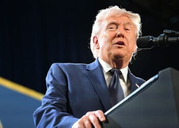 President Donald Trump speaks to the Republican Members Issues Conference at Trump National Doral Miami on March 9, 2026, in Doral, Florida.