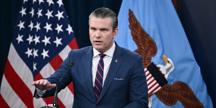 US Secretary of War Pete Hegseth speaks about the US-Iran conflict at a news conference at the Pentagon in Washington, DC on March 2, 2026.