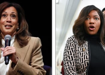 Former U.S. Vice President Kamala Harris, left; U.S. Rep. Jasmine Crockett, right.