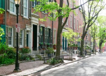 The residential streets of Philadelphia captured during the day on April 23, 2024.