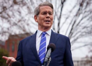 Treasury Secretary Scott Bessent gives outdoor press conference on March 13, 2025.