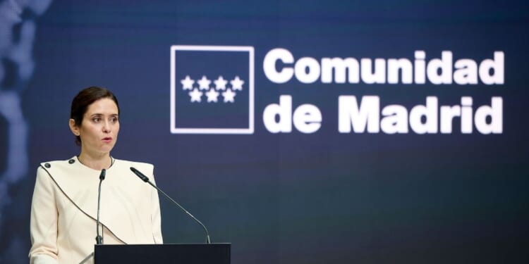 Isabel Diaz Ayuso, president of the Madrid Regional Government, speaks during the Laureus World Sports Awards 2026 nominations announcement at Real Casa de Correos on March 3, 2026, in Madrid, Spain.