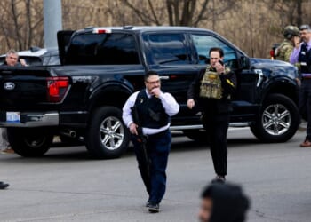 Law enforcement respond near Temple Israel Thursday in West Bloomfield, Michigan, following reports of an active shooter.