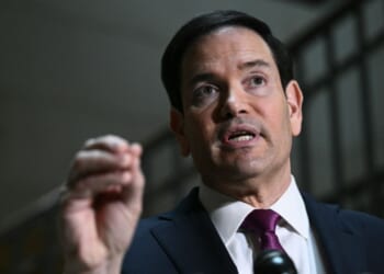 Secretary of State Marco Rubio addresses the press before briefing House and Senate leaders on U.S. military action in Iran, at the U.S. Capitol in Washington, D.C., on March 2, 2026.