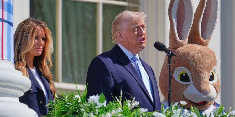 Trump hails the U.S. military, points to dropping egg prices at Easter Egg Roll tradition