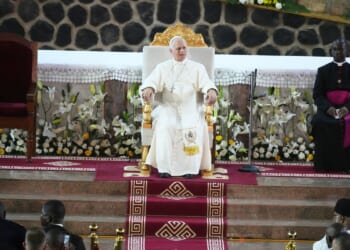 Pope in Cameroon’s separatist west blasts the ‘tyrants’ ravaging Earth with war and exploitation