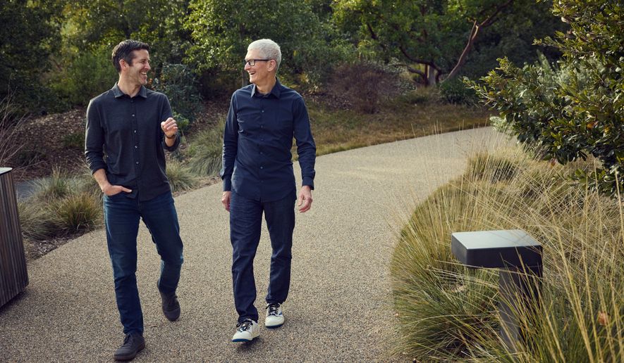 Tim Cook and John Ternus at Apple Park. (Credit: Apple)