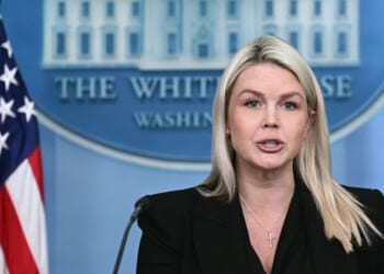 White House press secretary Karoline Leavitt speaks Monday during a media briefing at the White House in Washington, D.C.