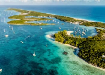 An aerial view of Bahamas beaches.