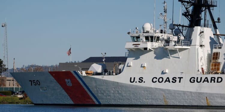 A U.S. Coast Guard cutter sits docked at Coast Guard Island Alameda on Nov. 21, 2025, in Alameda, California.