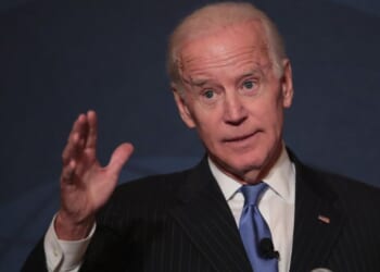 Then-former Vice President Joe Biden is seen in a photo from November 2017, the year he supposedly watched a rally and decided to "save" America by running for president.