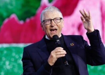 Microsoft co-founder Bill Gates talks during the Gates Foundation's first global Goalkeepers event in the Nordics, which is being held in Stockholm, Sweden, on Jan. 22, 2026.
