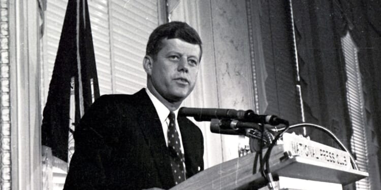 President John F. Kennedy addresses a National Press Club luncheon in Washington, D.C., on Jan. 14, 1960.