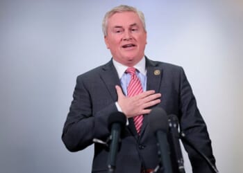 House Oversight Committee Chairman and U.S. Rep. James Comer speaks to the press on March 18, 2026.