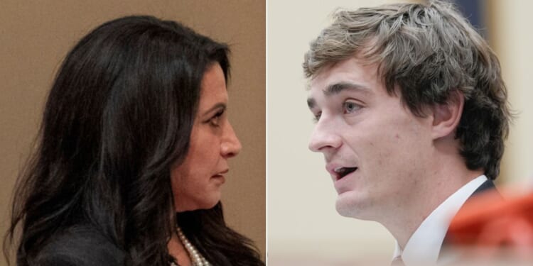 Nick Shirley, right, confronted several California state lawmakers over the bill, including Democratic state Sen. Susan Rubio, left, seen in a 2023 photo. Rubio denied authoring the legislation.