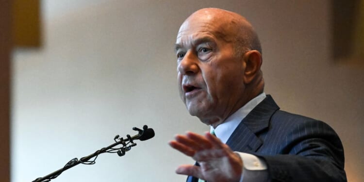 Houston Mayor John Whitmire speaks during a press conference on April 14, 2026, in Houston, Texas.