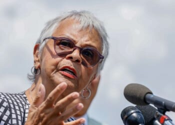 Rep. Bonnie Watson Coleman speaks at a press conference calling for the expansion of the Supreme Court on July 18, 2022, in Washington, D.C.